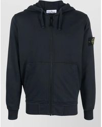 Stone Island - Cotton Hooded Zip-Up Sweatshirt - Lyst