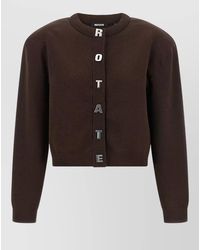 ROTATE BIRGER CHRISTENSEN - Firm Knit Cropped Crew Neck Long-Sleeve Cardigan - Lyst