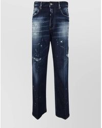 DSquared² - Distressed Faded Denim Trousers With Belt Loops - Lyst