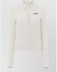 Chloé - Logo Wool Fitted Cardigan - Lyst