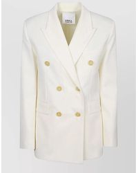 Erika Cavallini Semi Couture - Alberta Wool Twill Double Breasted Blazer Jacket - Lyst