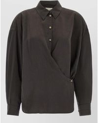 Lemaire - Silk Asymmetric Draped Shirt - Lyst