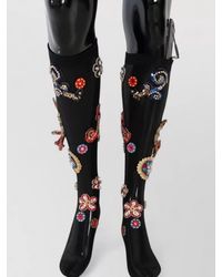 Dolce & Gabbana - Crystal-Embellished Knee-High Socks - Lyst