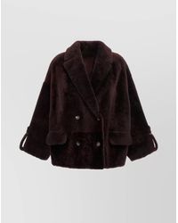 Brunello Cucinelli - Double-Breasted Reversible Fur Jacket With Front Pockets - Lyst