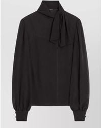 Valentino - Silk Scarf-Neck Blouse - Lyst