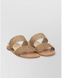 Casadei - Toe Open Flat Sole Woven Straps Sandals - Lyst