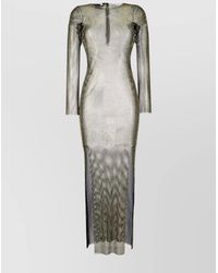 Santa Brands - Rhinestone Embellished Mesh Maxi Dress - Lyst