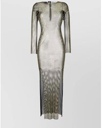 Santa Brands - Rhinestone Embellished Mesh Maxi Dress - Lyst