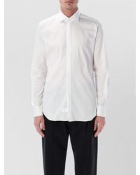 Xacus - Tailored Cotton Poplin Shirt Curved Hem - Lyst