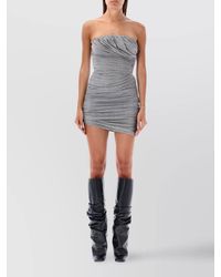 The Attico - Draped Strapless Mini Dress With Asymmetric Hem - Lyst