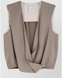 Alysi - Satin Top Draped Front Button Detail - Lyst