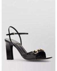 Gucci - Leather Signora Sandals Block Heel Straps - Lyst
