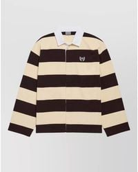 Balenciaga - Long Sleeve Stripe Jersey Polo Shirt - Lyst