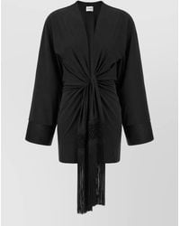 ANDAMANE - Draped V-Neck Mini Dress - Lyst
