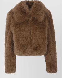 Frankie Shop - Hope Cropped Jacket Faux Fur Texture Collar - Lyst