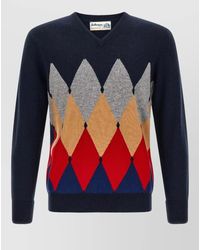 Ballantyne - Cashmere Diamond-Intarsia V-Neck Jumper - Lyst