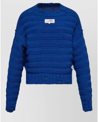 MM6 by Maison Margiela - Ribbed Oversized Crew Neck Wool Sweater - Lyst