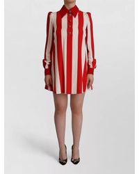 Dolce & Gabbana - Striped Long-Sleeve Mini Shirt Dress - Lyst