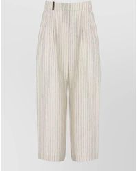 Peserico - Wide Leg Striped Linen Tailored Pants - Lyst