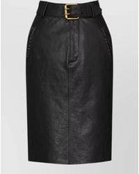 Saint Laurent - Pencil Skirt Leather Waist Belt Pockets - Lyst