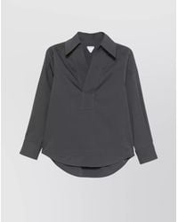 Bottega Veneta - V-Neck Cotton Shirt Pleated Back - Lyst