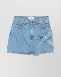 MSGM - Jeans Skirt With Pockets And Belt - Lyst