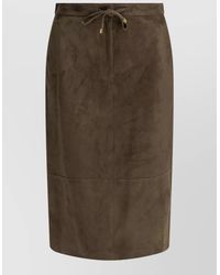 Max Mara - Suede Midi Skirt Knee Length Plain - Lyst