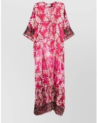 Pierre Louis Mascia - Silk Dress Floral Pattern Kimono Sleeves - Lyst