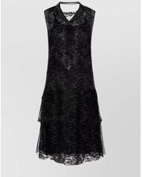 Maison Margiela - Sleeveless Lace Trim Buttoned Layered Midi Dress - Lyst