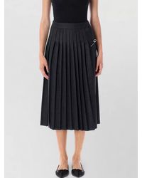 Prada - Virgin Wool Pleated Wrap Midi Skirt - Lyst