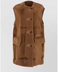 Max Mara - Shearling Sleeveless Coat With Faux Fur Texture - Lyst