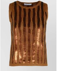 Max Mara - Metallic Ribbed Striped Sleeveless Tank Top - Lyst