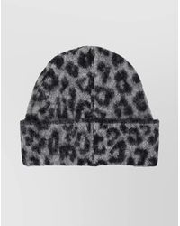 Anine Bing - Leopard Print Soft Beanie With Folded Brim - Lyst