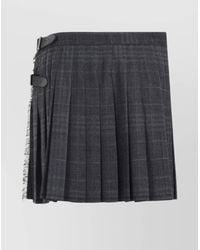 Balenciaga - Wool Checked Wrap Pleated Mini Skirt - Lyst
