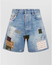 DSquared² - Denim Shorts Paint Splatter Patchwork Design - Lyst