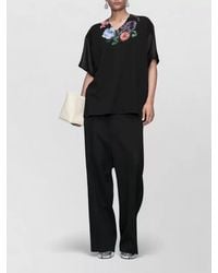 Maison Margiela - Floral V-Neck Cotton Short-Sleeve T-Shirt - Lyst