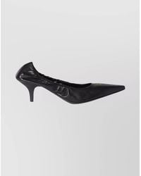 Miu Miu - Leather Pointed Toe Kitten Heel Pumps - Lyst
