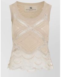 Ermanno Scervino - Sleeveless Knit Top Lace Inserts - Lyst