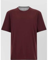 Brunello Cucinelli - Cotton Double Layer Short Sleeve T-Shirt - Lyst