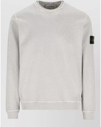 Stone Island - Logo Cotton Sweatshirt Crew Neck Ribbed - Lyst