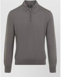 Brioni - Wool Polo Knit Long Sleeve Sweater - Lyst