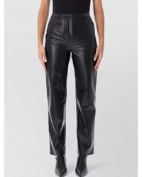 Loulou de Saison - Leather Mid-Rise Straight-Leg Trousers - Lyst