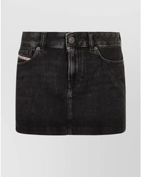 DIESEL - Denim Low-Rise Mini Skirt - Lyst