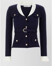 Self-Portrait - Knit Cardigan Belted Waist Button Detailing - Lyst