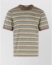 Marni - Striped Cotton Crew Neck Short Sleeve T Shirt - Lyst