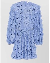 Zimmermann - Patience Long Sleeve Lace Belted Mini Dress - Lyst