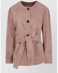 Max Mara - Leather Belted Single Breasted Coat - Lyst
