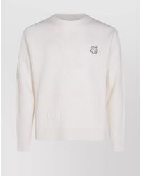Maison Kitsuné - Merino Wool Ribbed Crewneck Jumper - Lyst