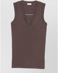 Brunello Cucinelli - Embellished V-Neck Sleeveless Tank Top - Lyst