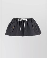Miu Miu - Mini Skirt Mohair Blend Drawstring Elastic Waistband Button - Lyst